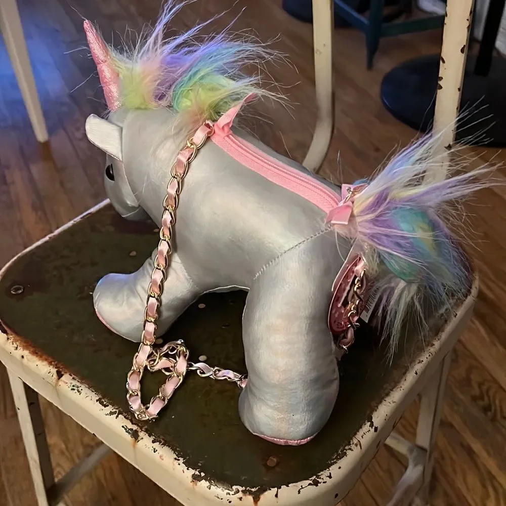 1 LEFT! Olly & Me Mermaid Silver Unicorn Plush Bag